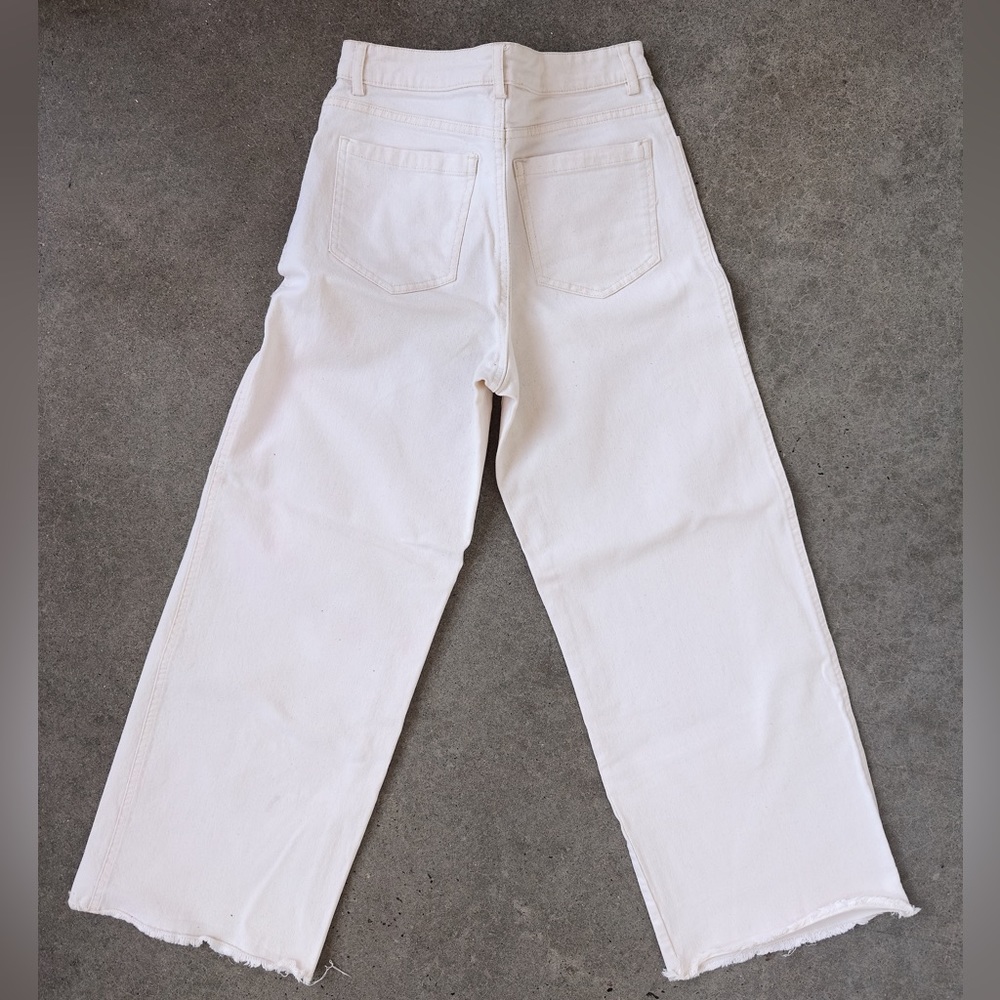 H&M high rise wide leg raw hem size 2